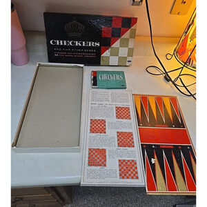 Vintage 1960 Checkers and Five Other Board Games By Whitman #4708 - Complete